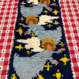 Vintage Handmade Latch Hook Angel with Stars